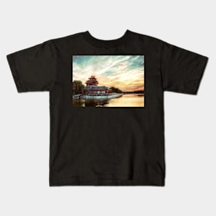 Forbidden City, China landscape oil painting Kids T-Shirt